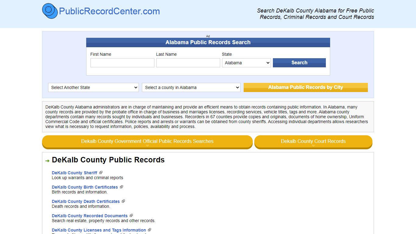 Dekalb County Alabama Free Public Records - Court Records - Criminal ...